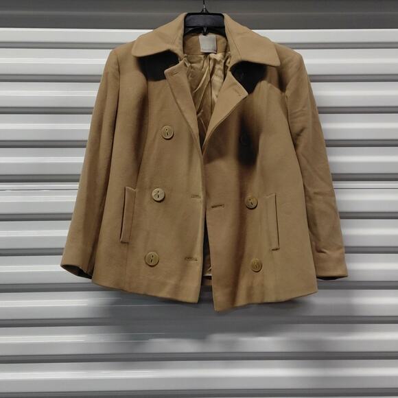 Fleurette Loro Piana Peacoat Jacket Womens Sz 4 Tan Lambswool Vintage 90s Y2K - Picture 3 of 12